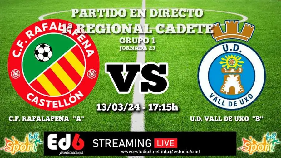 Fútbol Base: Partido 1ª Regional Cadete CF Rafalafena «A» contra UD Vall de Uxo «B» Jornada 23